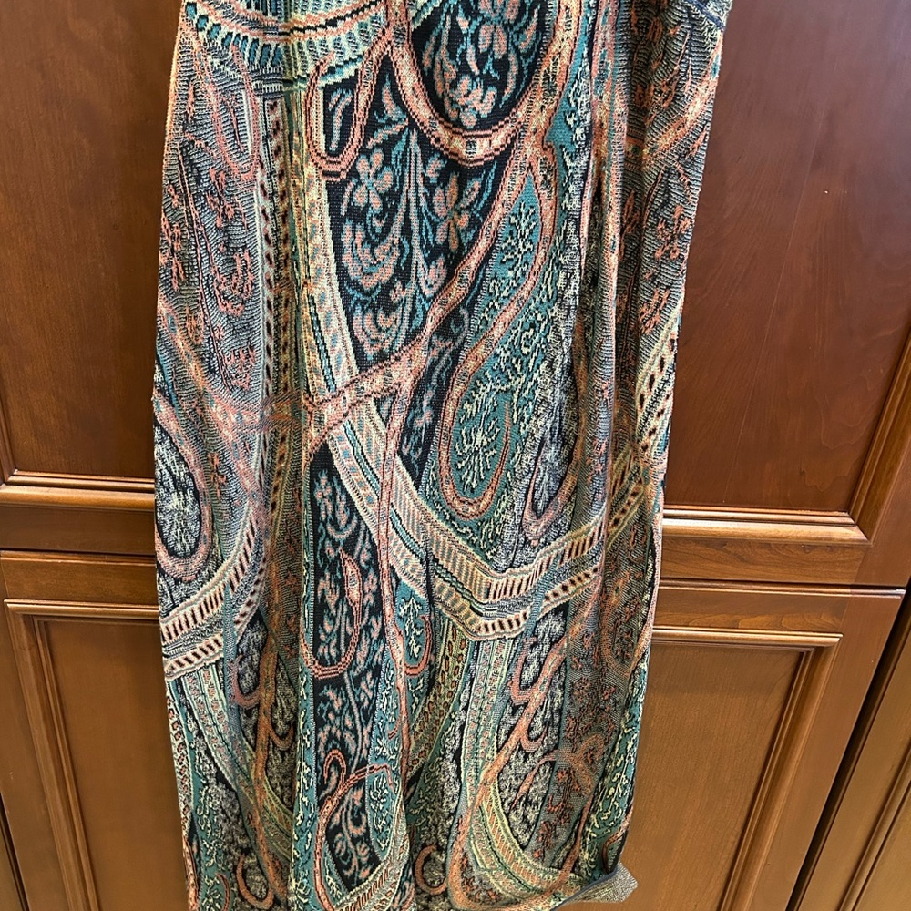Peruvian Connection Teal and Orange Maxi Skirt, like new, M.